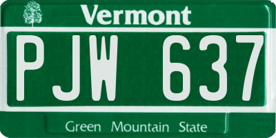 VT license plate PJW637