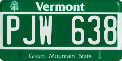 VT license plate PJW638