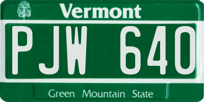VT license plate PJW640