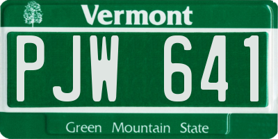 VT license plate PJW641
