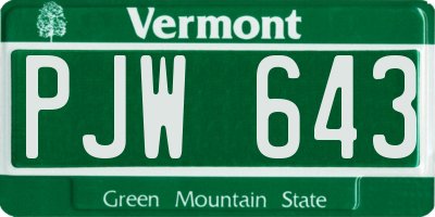 VT license plate PJW643