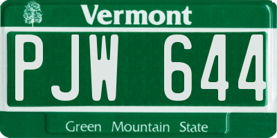 VT license plate PJW644