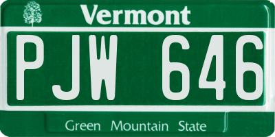 VT license plate PJW646