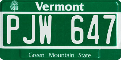 VT license plate PJW647