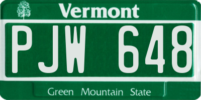 VT license plate PJW648