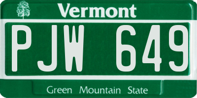 VT license plate PJW649
