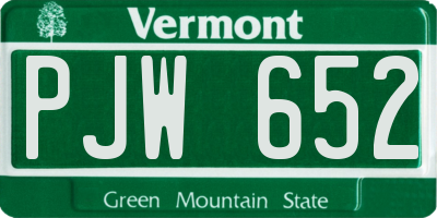 VT license plate PJW652