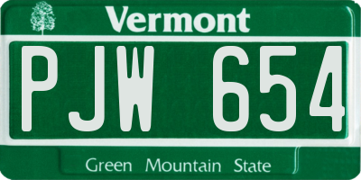 VT license plate PJW654