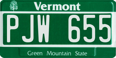 VT license plate PJW655