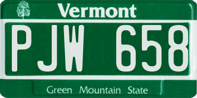 VT license plate PJW658