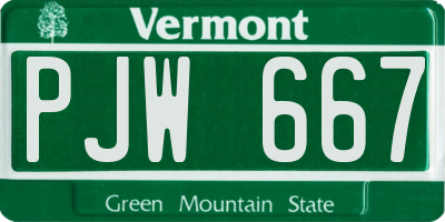 VT license plate PJW667