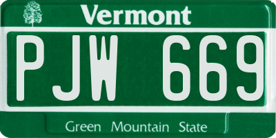 VT license plate PJW669