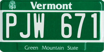 VT license plate PJW671