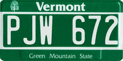 VT license plate PJW672
