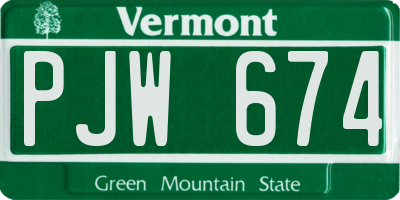 VT license plate PJW674