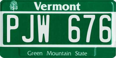 VT license plate PJW676