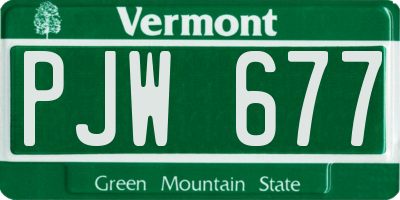 VT license plate PJW677
