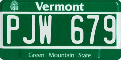 VT license plate PJW679