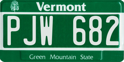 VT license plate PJW682