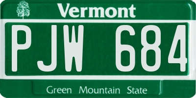 VT license plate PJW684