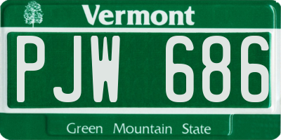 VT license plate PJW686