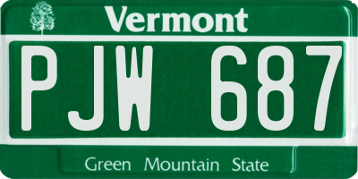 VT license plate PJW687