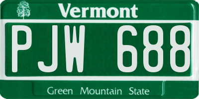 VT license plate PJW688