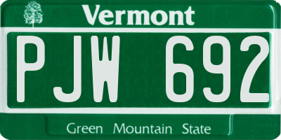 VT license plate PJW692