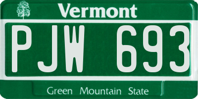 VT license plate PJW693