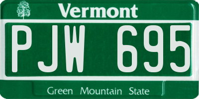 VT license plate PJW695