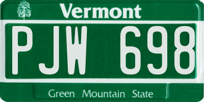 VT license plate PJW698