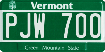 VT license plate PJW700