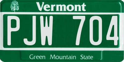 VT license plate PJW704