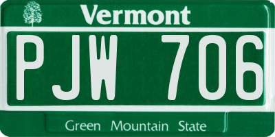 VT license plate PJW706