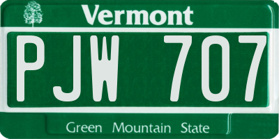 VT license plate PJW707