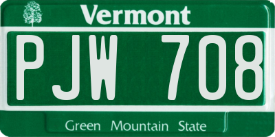 VT license plate PJW708