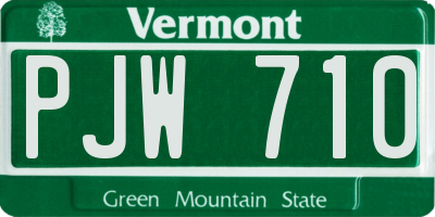 VT license plate PJW710