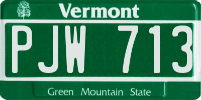 VT license plate PJW713