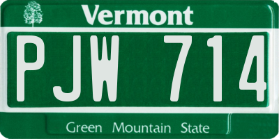 VT license plate PJW714