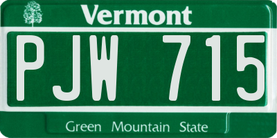 VT license plate PJW715