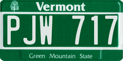 VT license plate PJW717