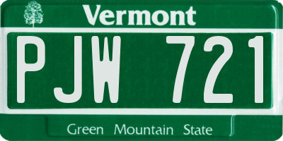 VT license plate PJW721