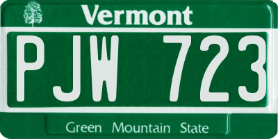 VT license plate PJW723