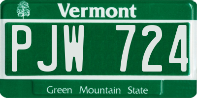 VT license plate PJW724