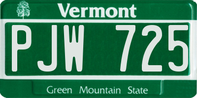 VT license plate PJW725
