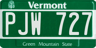 VT license plate PJW727