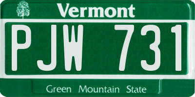 VT license plate PJW731
