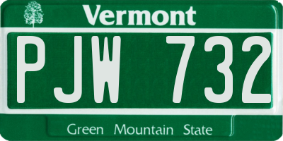 VT license plate PJW732