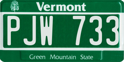 VT license plate PJW733