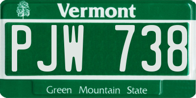 VT license plate PJW738